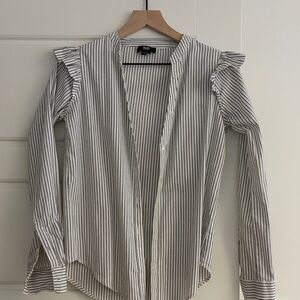 PAIGE Black and White Striped Button Down Shirt